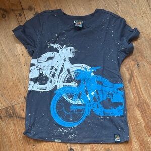 Charlie rocket Kids Tee with Motorcycle Print - Black and Blue